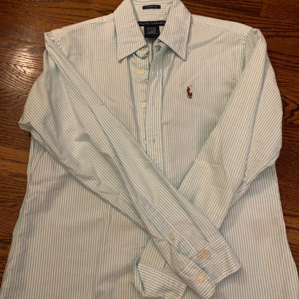 Polo Ralph Lauren mint and white button up